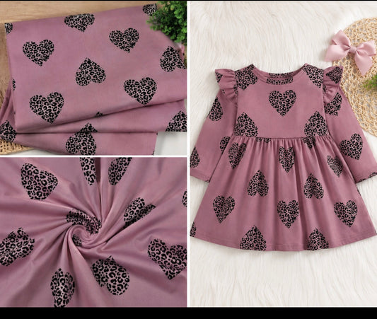 Blush Black Hearts Stretch Fabric | 95% Polyester 5% Spandex