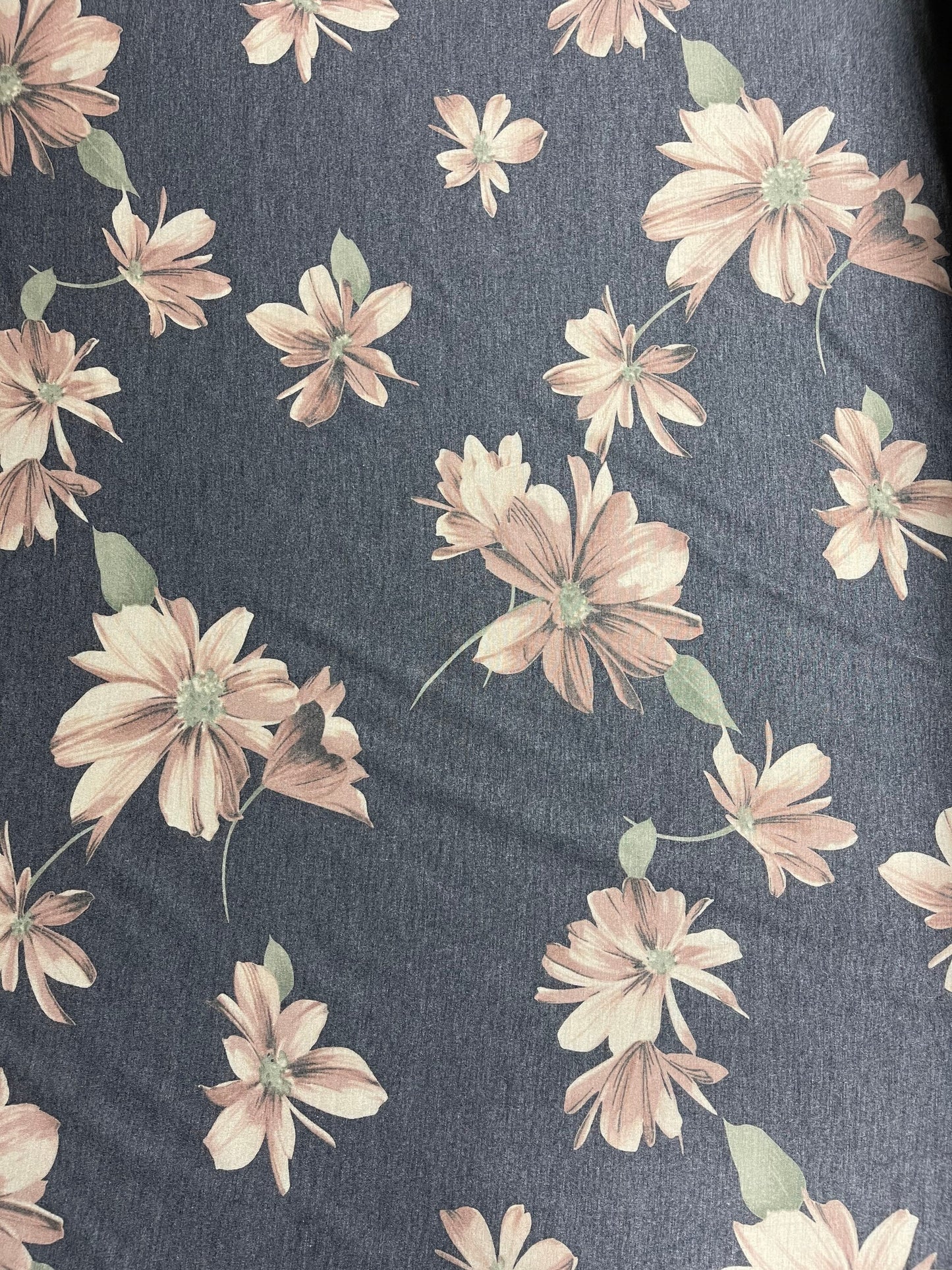 Faded Blue Medium Floral Fabric - Chica’s Fabrics