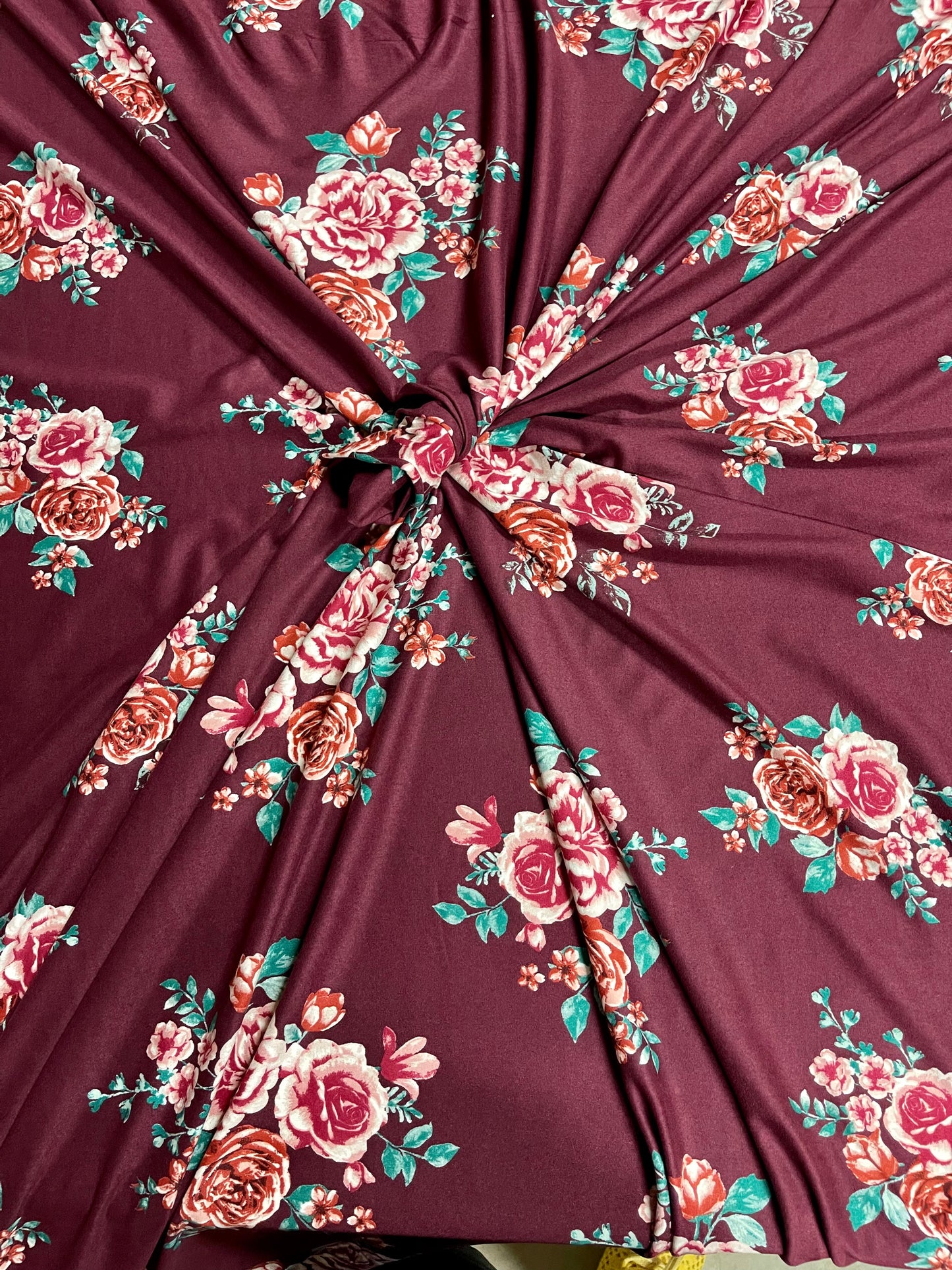 Buy Burgundy Polyester Spandex Fabric online