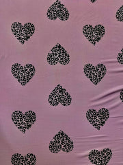 Blush Black Hearts Stretch Fabric | 95% Polyester 5% Spandex